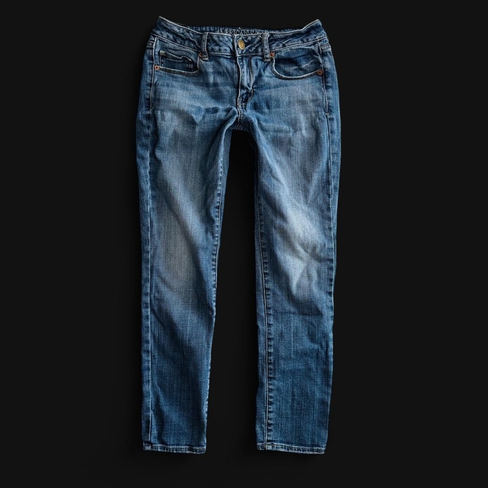 American Eagle Skinny Stretch Jeans Medium Wash Blue Denim Women 6 Short